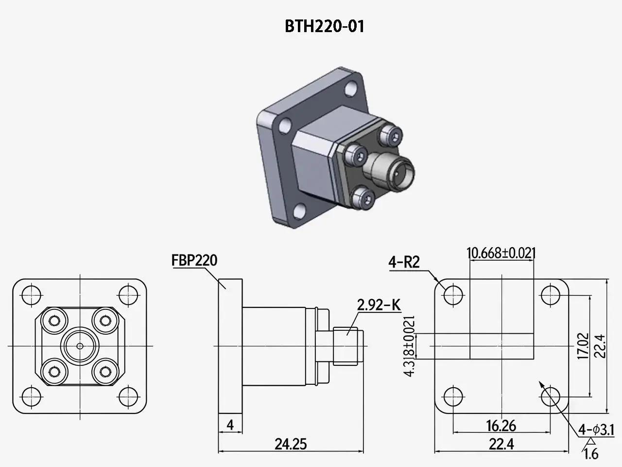 I-Type End-Launch Waveguide-to-Coaxial Adapter