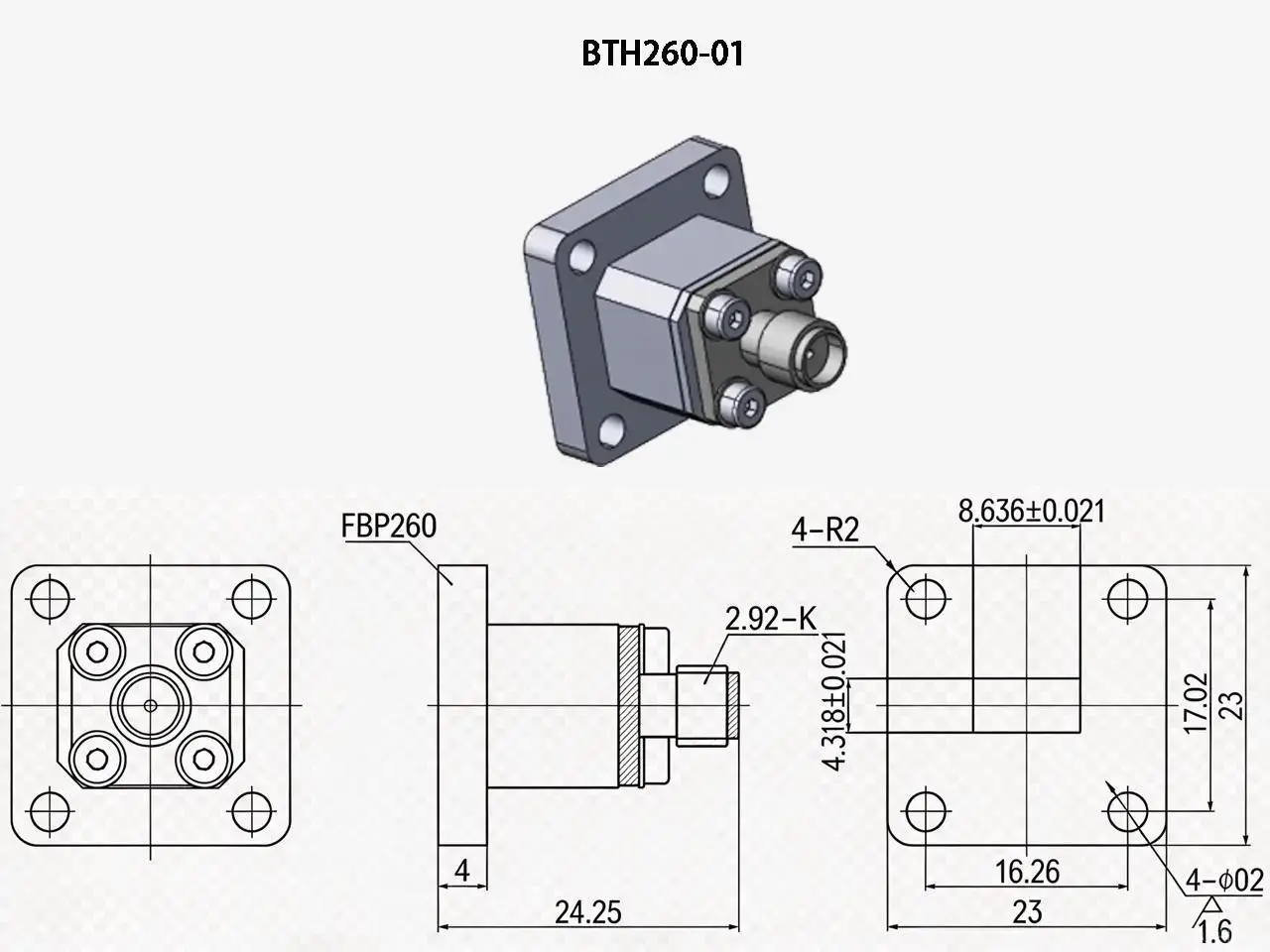 I-Type End-Launch Waveguide-to-Coaxial Adapter