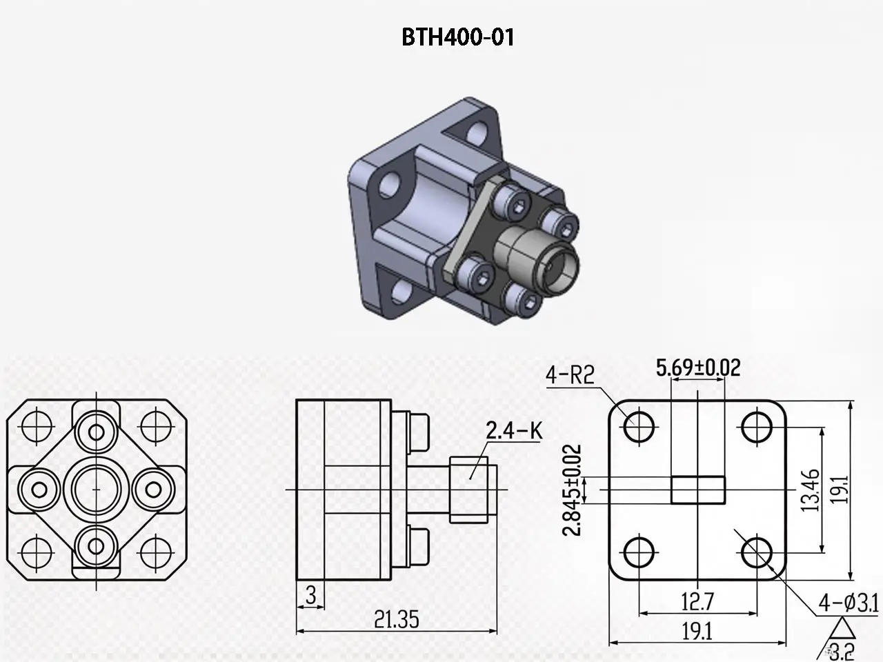 I-Type End-Launch Waveguide-to-Coaxial Adapter