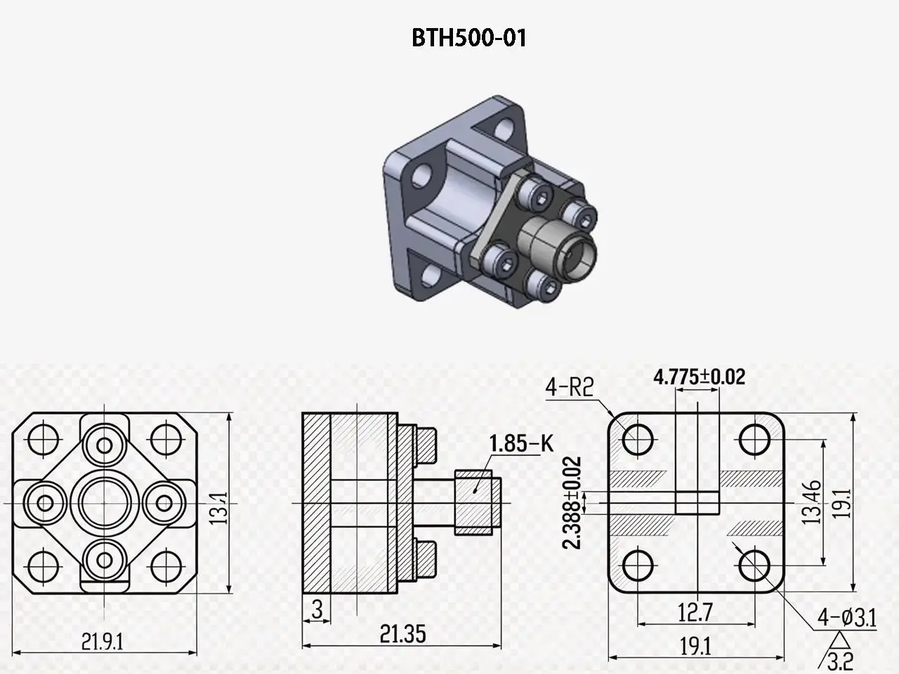 I-Type End-Launch Waveguide-to-Coaxial Adapter